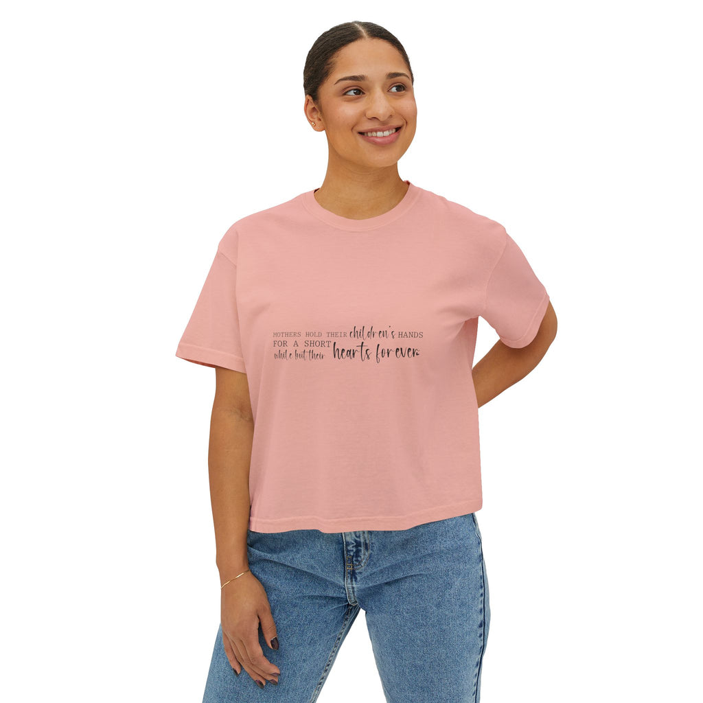 Women's Boxy Tee — Subtle Handwritten Quote Cropped Tee