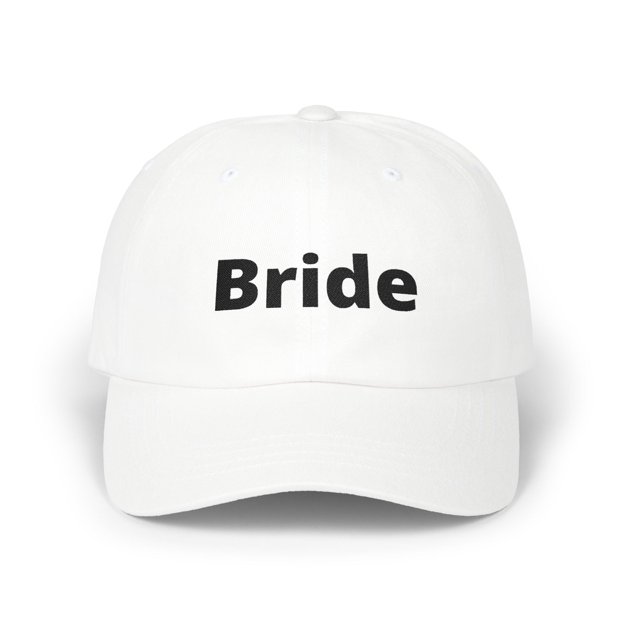 Bride Dad Cap — White Embroidered "Bride" Baseball Hat for Bachelorette & Wedding
