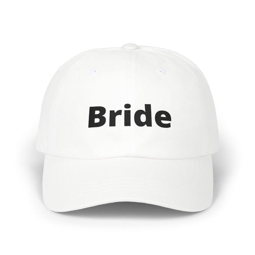 Bride Dad Cap — White Embroidered "Bride" Baseball Hat for Bachelorette & Wedding