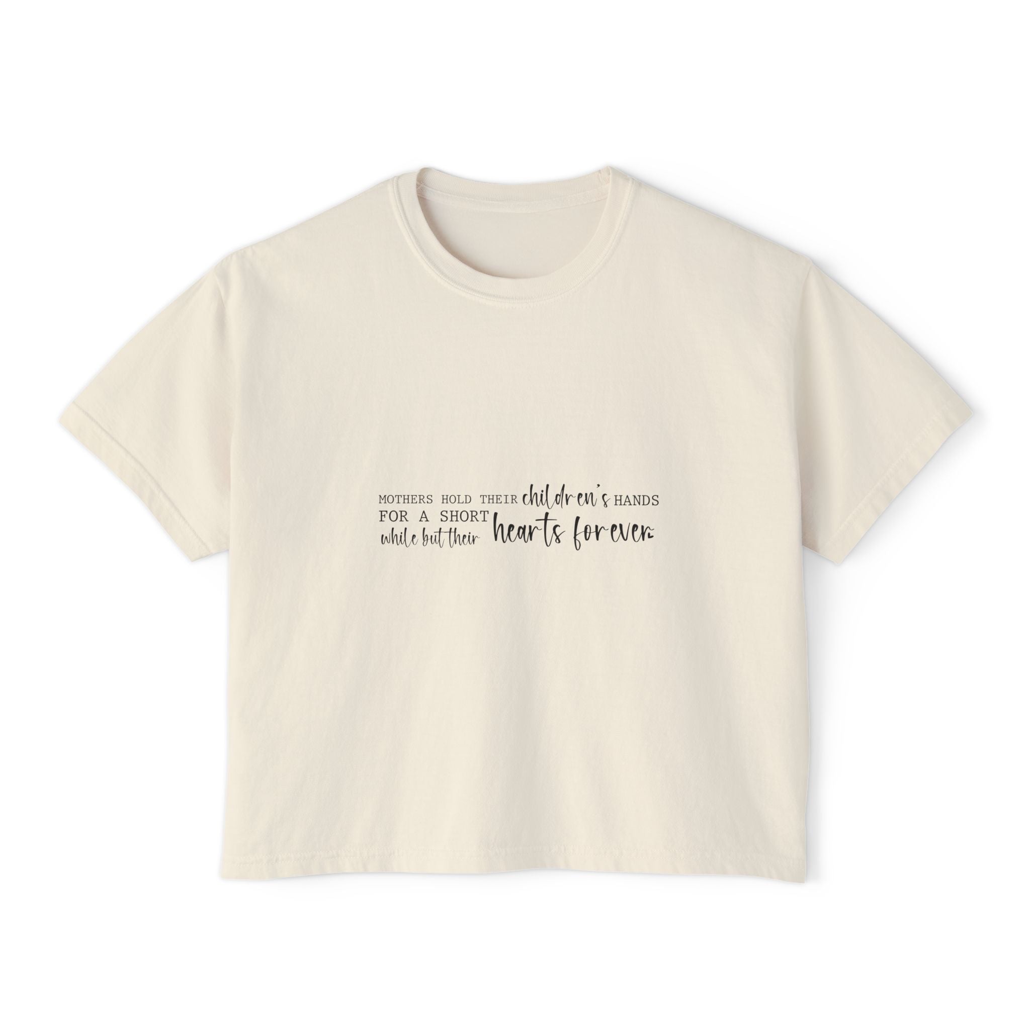 Women's Boxy Tee — Subtle Handwritten Quote Cropped Tee