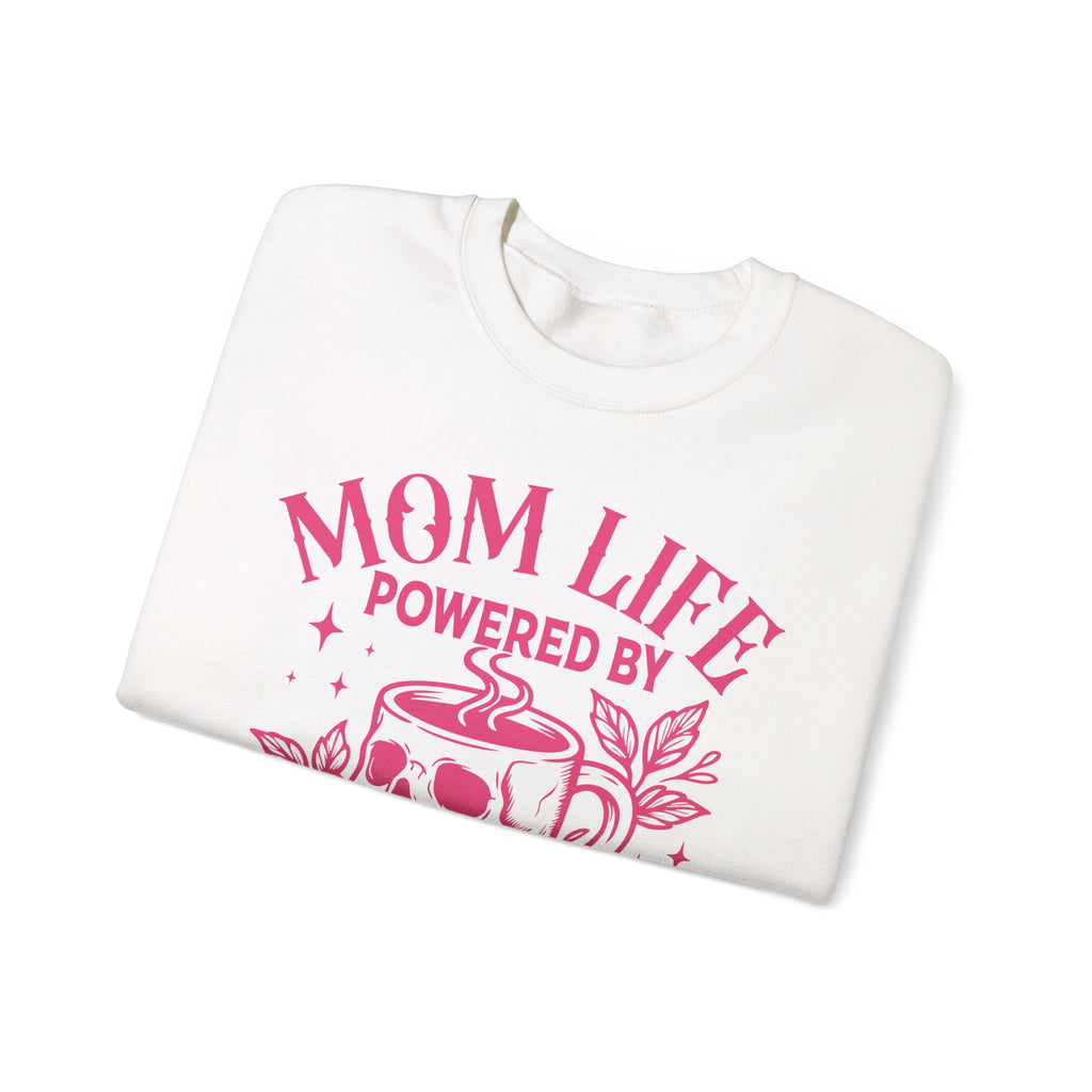 Mom Life Crewneck Sweatshirt - "Powered by Coffee & Patience" Graphic