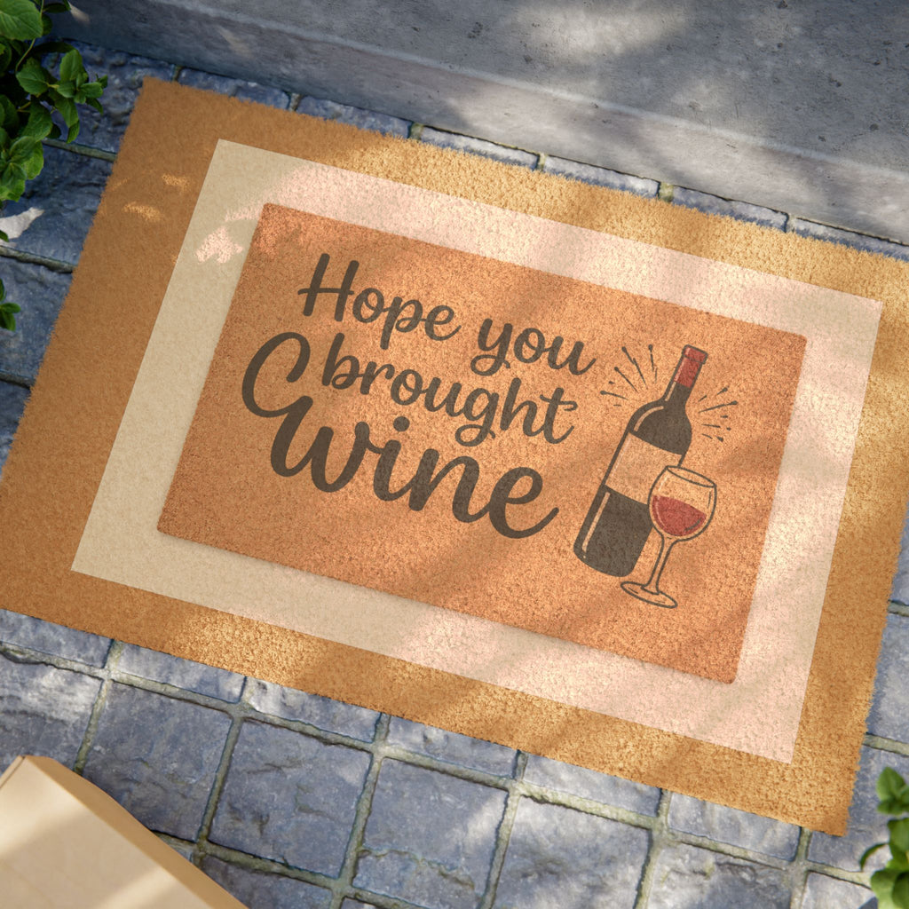 Doormat — "Hope You Brought Wine" Funny Wine Welcome Mat
