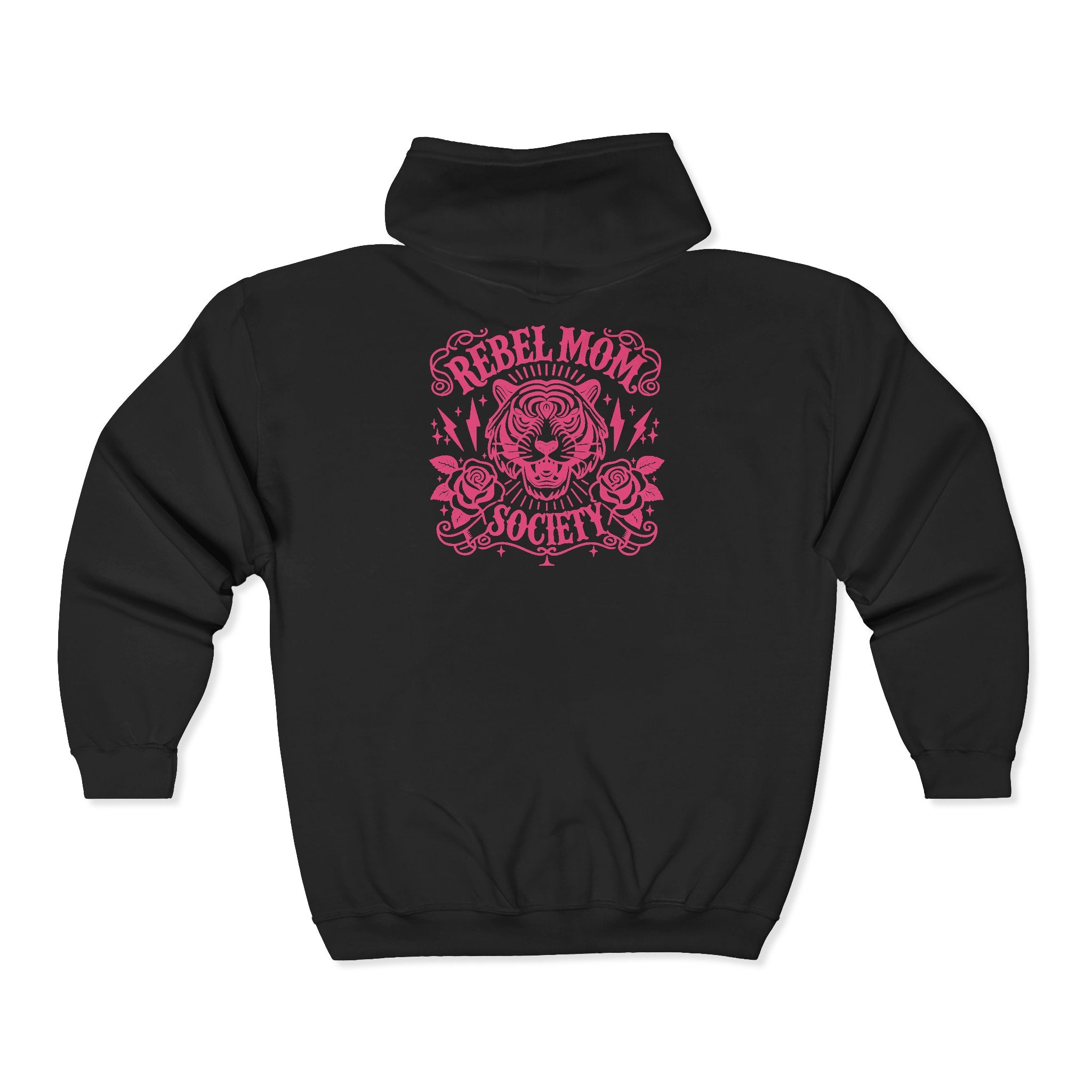 Zip Hoodie — 'Rebel Moms Do It Better' Retro Skull Graphic