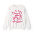 Mom Life Crewneck Sweatshirt - "Powered by Coffee & Patience" Graphic