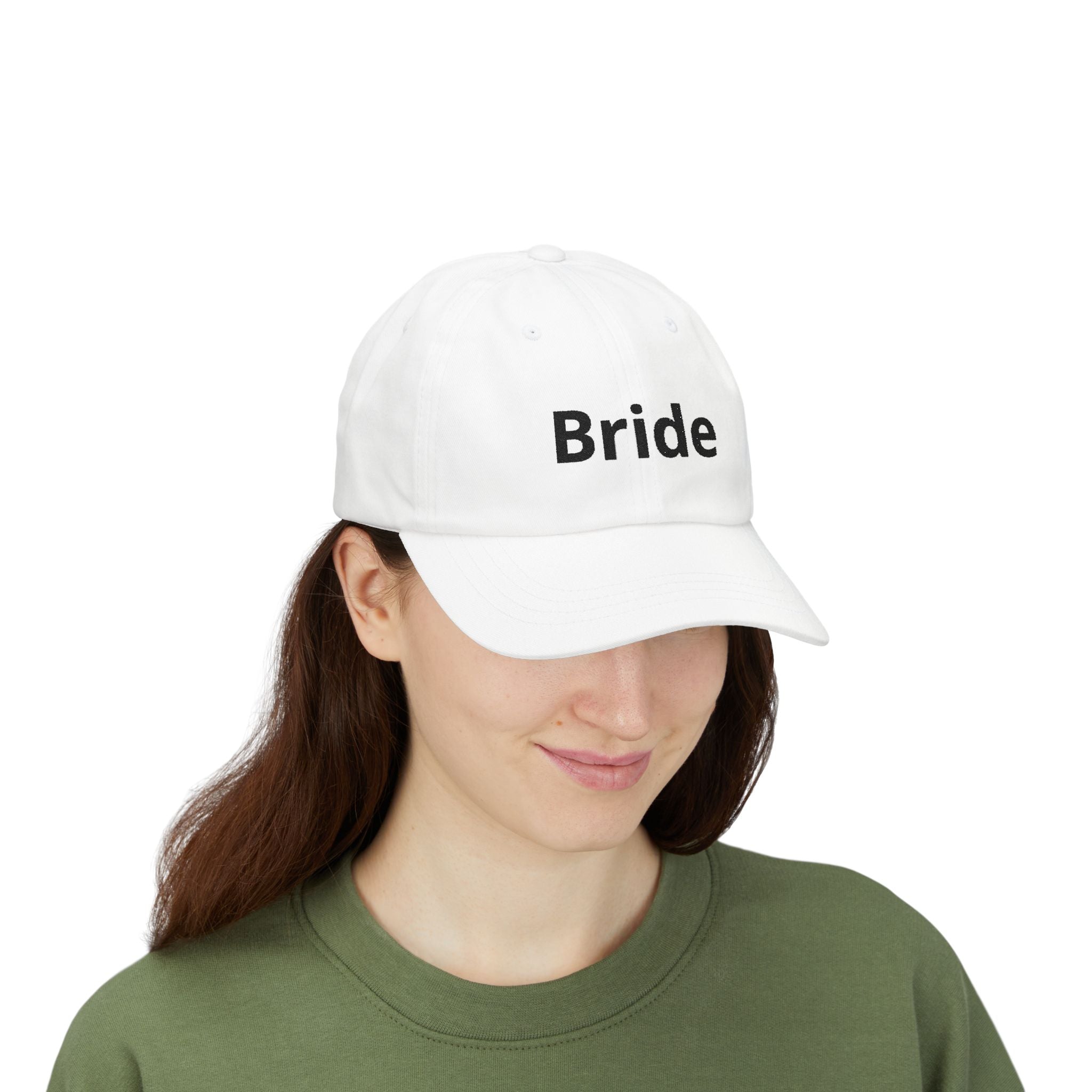 Bride Dad Cap — White Embroidered "Bride" Baseball Hat for Bachelorette & Wedding