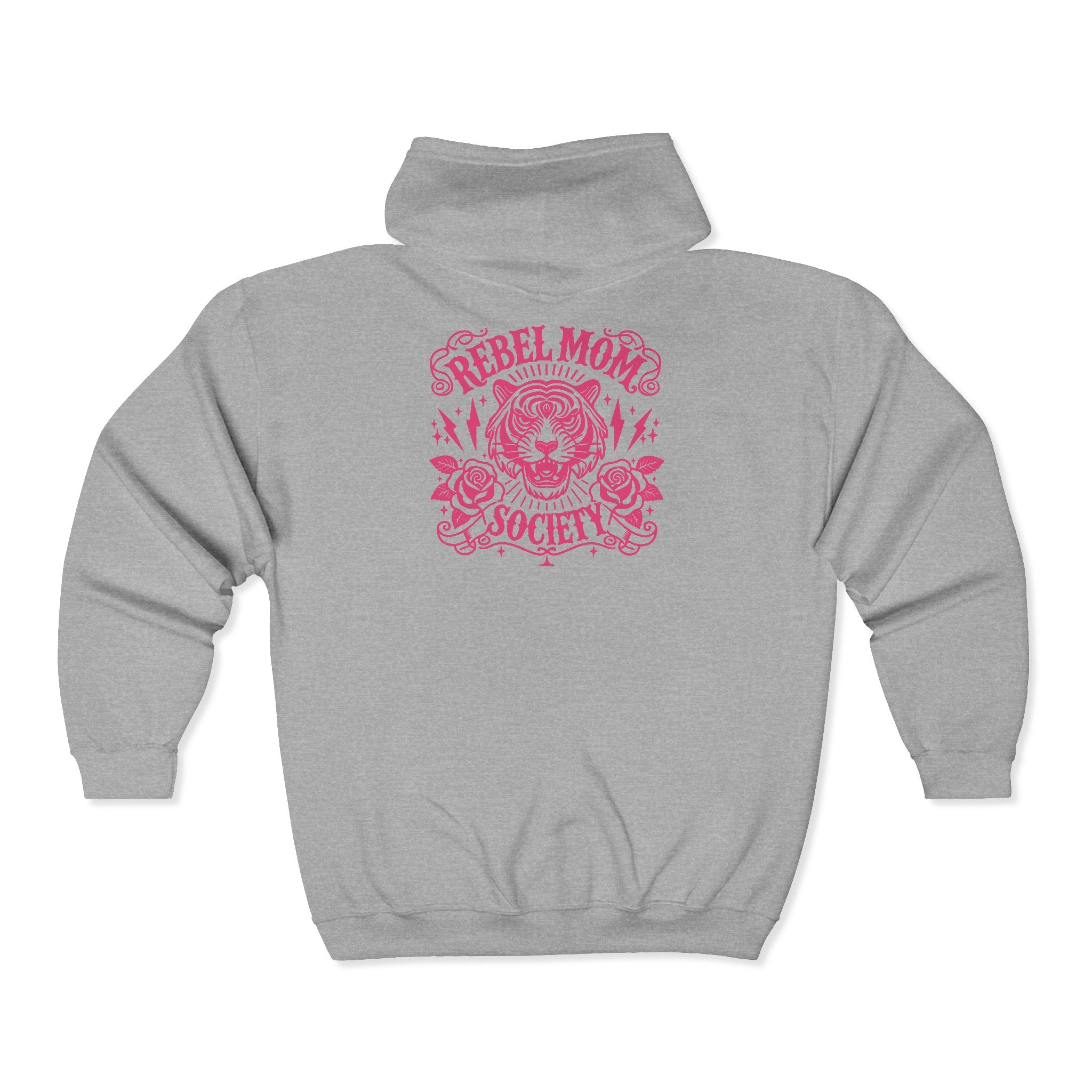 Zip Hoodie — 'Rebel Moms Do It Better' Retro Skull Graphic