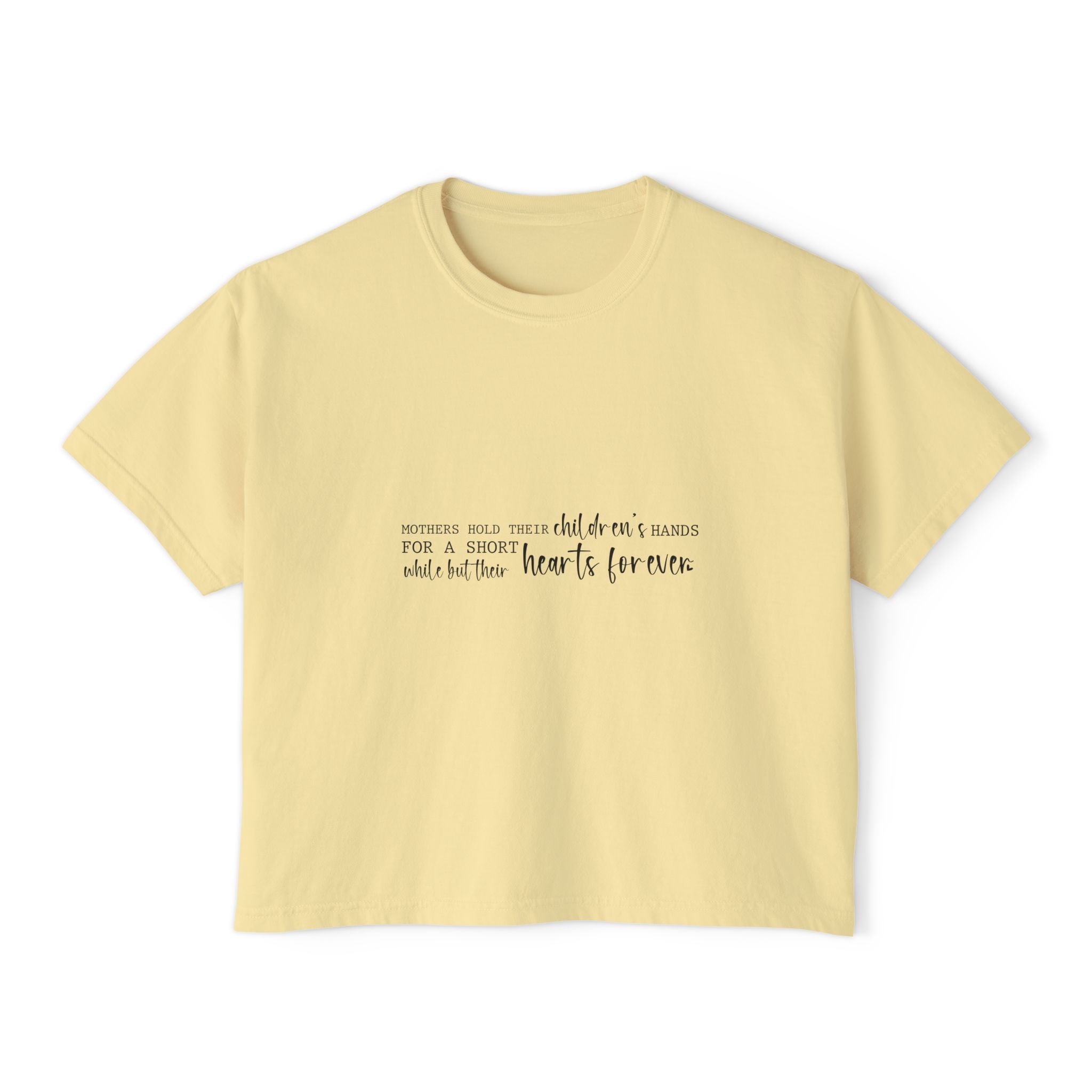 Women's Boxy Tee — Subtle Handwritten Quote Cropped Tee