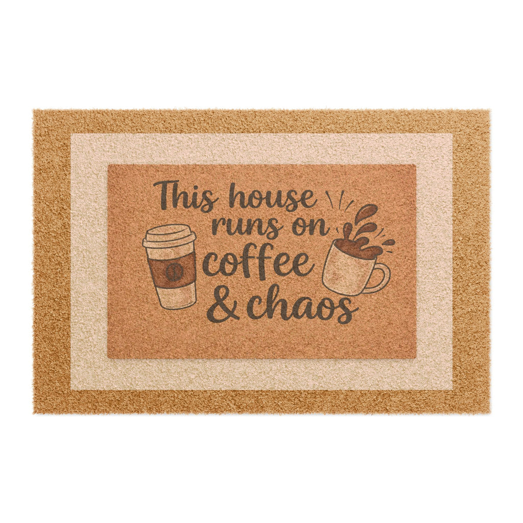 Doormat — "This House Runs on Coffee & Chaos" Welcome Mat