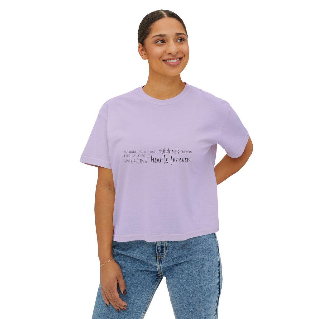 Women's Boxy Tee — Subtle Handwritten Quote Cropped Tee